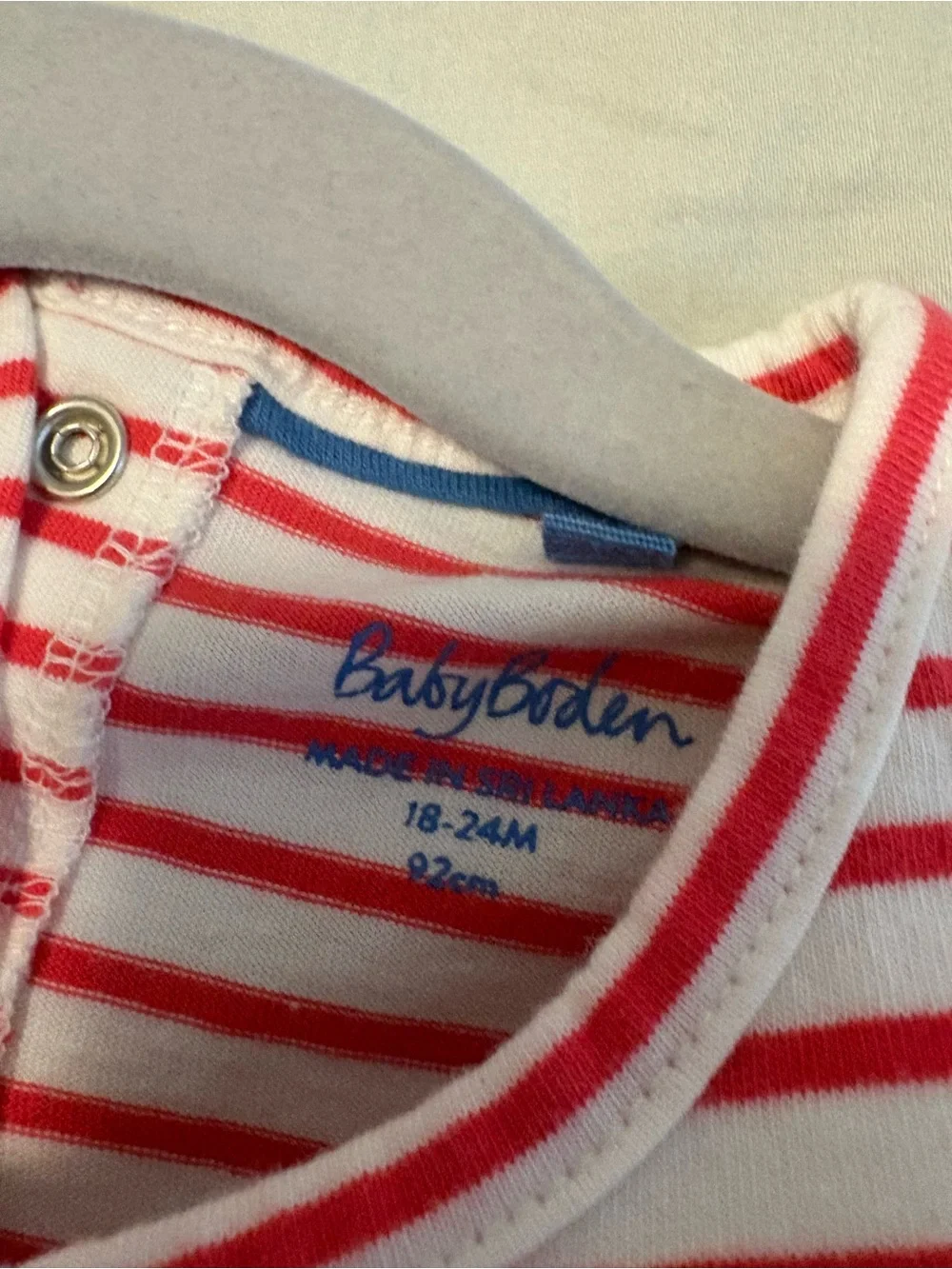 NWOT Baby Boden Red & White Striped Tunic dress with Animal Appliqués